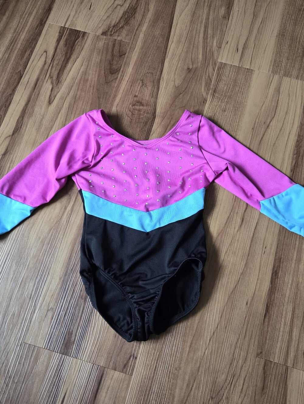 Kids Pink Blue & Black Sparkle Dance Costume Leotard Girls 4/5 VGUC